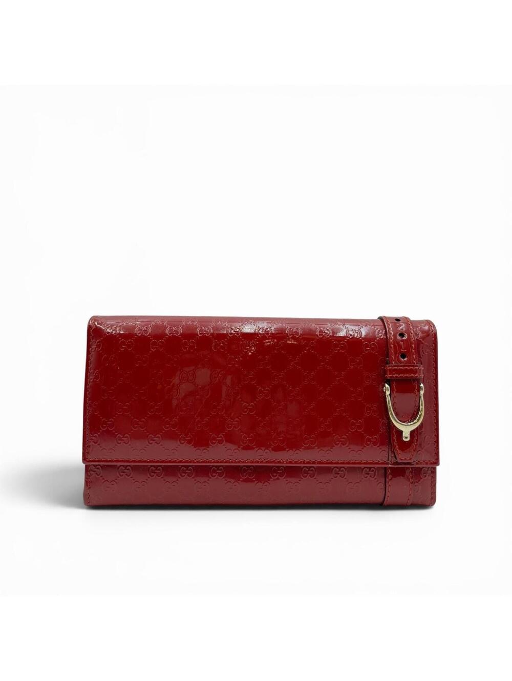Gucci Red Micro Guccissima Patent Leather Continental Wallet